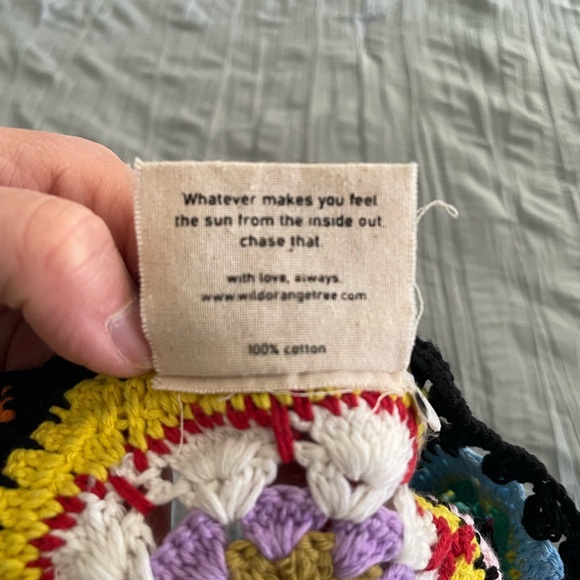 EUC Wild Orange Tree Crochet Granny Square Cardigan Sweater Boho - Picture 8 of 11